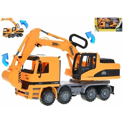 Mikro Trading Auto nákladní 35cm na setrvačník s otočnou kabinou bagru v krabičce 1:10