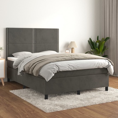 Petrashop 3142960 boxspring postel s matrací tmavě šedý samet