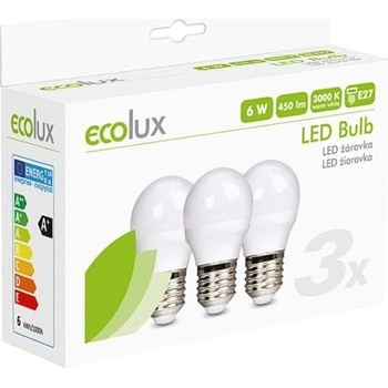 Solight žárovka LED E27 6W miniGLOBE bílá teplá ECOLUX WZ432-3 3ks