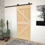 vidaXL Преплъзваща се врата 100 x 210 cm Масивна борова дървесина (3444867)