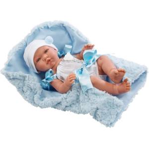 Asi dolls Asi - Кукла бебе Пабло със сини панделки и одеяло, 43 см