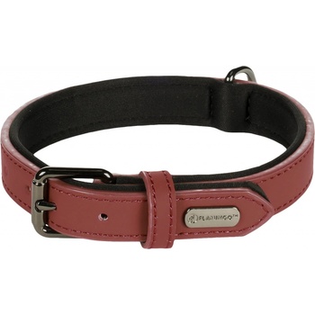 Flamingo Binti Kožený obojek s neoprenem