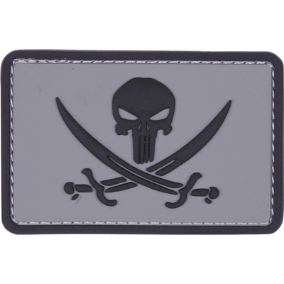 Gumená nášivka 101 Inc Pirate Punisher - sivá-čierna