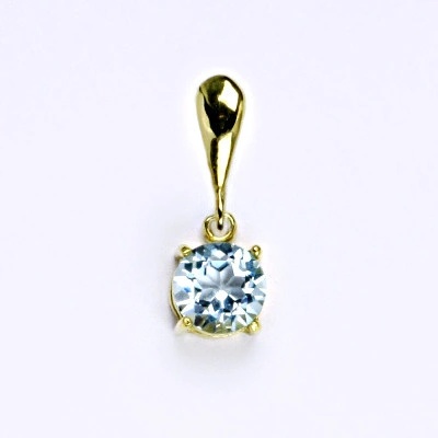 Čištín Zlatý přívěšek přírodní topaz sky žluté zlato 14 ct váha 1,29 g,P 1252