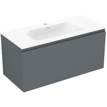 Mexen Rivel шкаф за баня 100 см с мивка Vela, 1 чекмедже, оребрена, мат графит/мат бял - 91A20-10047-1-BF66-W23M01 (91A20-10047-1-BF66-W23M01)