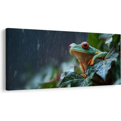 Obraz barevná žába v tropickém dešti - 120x60