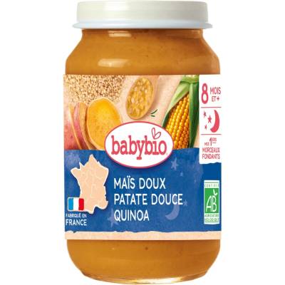 Babybio Био зеленчуково пюре Babybio - Киноа и сладка царевица, 8 м+, 200 g (3288130510362)