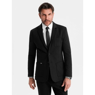 Športové čierne slim fit sako V2 BLZB-0101