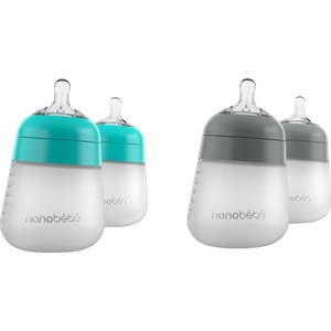 Nanobebe Комплект силиконови бутилки Nanobebe - Flexy, 150 ml, 4 броя, минт и сиви (31020) - ozone