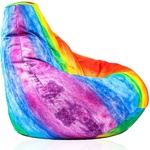 PUFRELAX Пуф, круша за деца 4-14 г. , 160л. Nirvana Light, Rainbow Watercolour, Водоустойчив, Перящ се калъф, Пълнеж от Полистиролни перли, принт, 8348 (PUF-G-NL-TEXP-RAW) - topmall