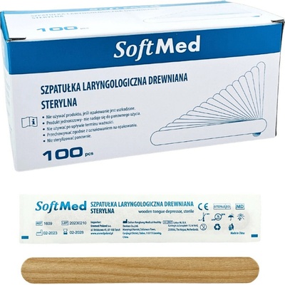 SoftMed SoftMed laryngologické drevené špachtle Sterilné 100 ks