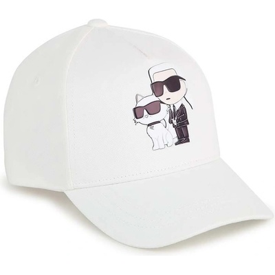 Karl Lagerfeld Детска памучна шапка с козирка Karl Lagerfeld в бежово с принт (Z30160.)