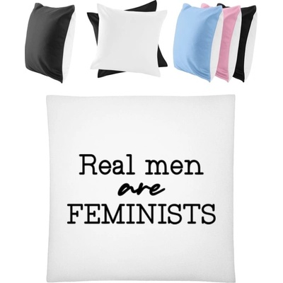 Darčeky PrintEQ Štvorcový Farebný Vankúš Skutoční muži sú FEMINISTI Biela/Čierna 40x40