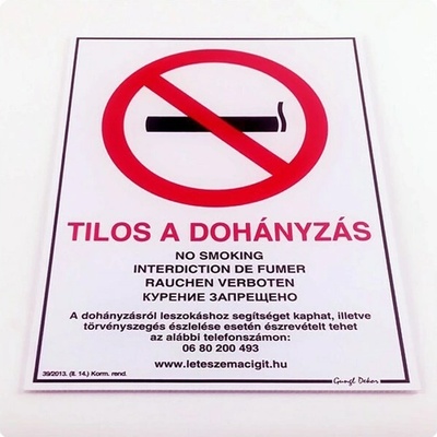 GUNGL DEKOR Piktogram „Zakázané fajčiť!“ viacjazyčný biely nový 040