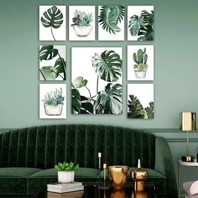 ASIR Sada nástěnných obrazů MONSTERA 30 cm MDF