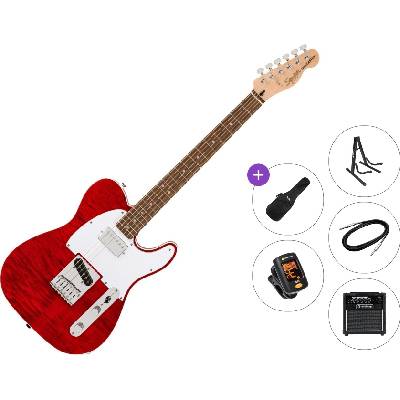 Squier Affinity Series Telecaster FMT SH LRL Premium SET Crimson Red Transparent Електрическа китара