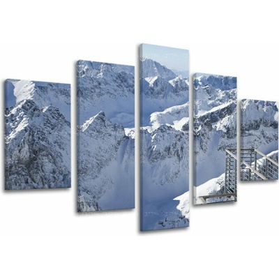 Obraz zasnežených štítov Vysokých Tatier na plátne — 5-dielny set - 100x80 cm