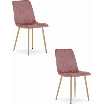 Leobert Lava růžový samet / nohy v barvě dřeva 2 ks