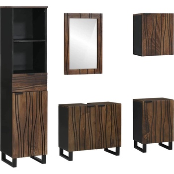 vidaXL Комплект мебели за баня с чекмедже 5 pcs Бяло Инженерно дърво (3310057)