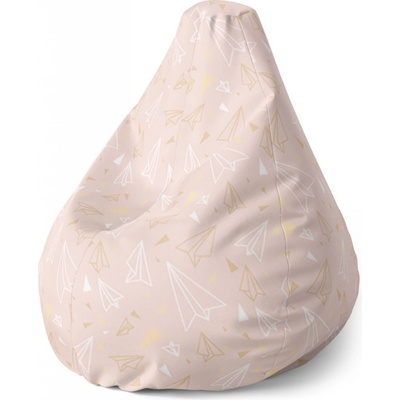Sablio sedací vak Pear papírové vlaštovky 140 x 100 x 25 cm