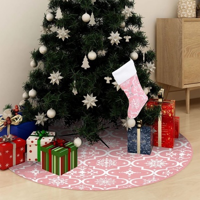 Nabytek XL Luxusní podložka pod vánoční stromek s punčochou růžová 90 cm