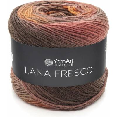 YarnArt Pletací příze LANA FRESCO 8105 hnědo-oranžovo-skořicová melírovaná, klasická 100g/380m