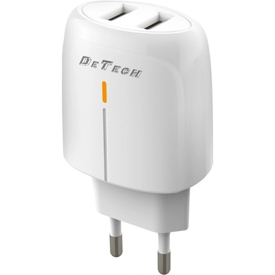 DeTech Мрежово зарядно устройство DeTech DE-32, 18W, 2 x USB F, QC, Бял - 40324 (40324)