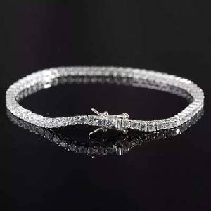 Silenti Jewelry Сребърна гривна "Лукс" - Малка - 2мм камък
