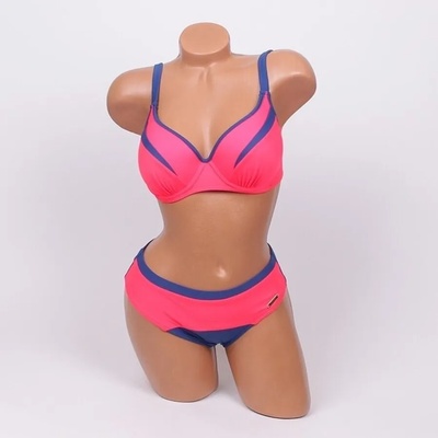 Дамски бански в коралово и синьо - чашка c/d/e