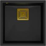 Quadron Композитна мивка за под плот Quadron Unique David 40 карбоново черно - златно 42x42 см (HQD4242U7-G1) Мивка за вграждане