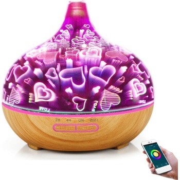 Bot Smart aróma difuzér B11 svetlé drevo a LED srdce 400 ml