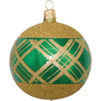 ORNEX Guľa sklenená zelená linky 80 mm
