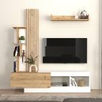 TopMebel Меламинов ТВ шкаф Vermont TopMebel в бял - sepet oak цвят 180x40x193.8cm