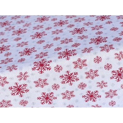 SCANquilt ubrus MOTIV vločky bíločervená 130x180 cm