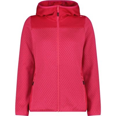 CMP Дамско поларено яке CMP Women's Jacquard Knit Jacket Fix Hood Fleece jacket - Magenta / Pink Fluo - размер 42 (EU) (105-7197-0415)