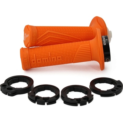 Gripy LOCK-ON D100 (offroad) délka 125/130 mm (4 vačky), DOMINO (oranžové)