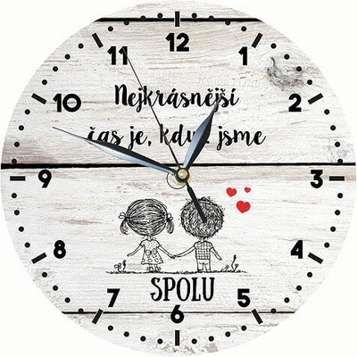 Dřevěné nástěnné hodiny 24 cm pro zamilované