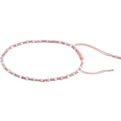 Silvego Textilný náramok Cierra handmade svetlo ružový so striebornými korálkami ONE1073BP