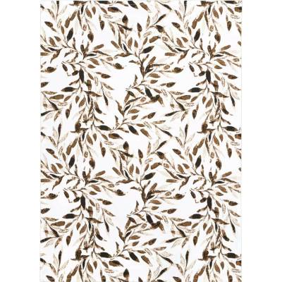 SCANquilt DEKORO vetvičky a listy 50x70 cm biela hnedá