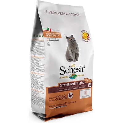 Schesir 2 x 10kg Стерилизирана и лека суха храна за котки с пилешко Schesir