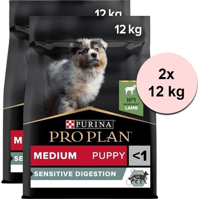 Purina Pro Plan Medium Puppy Sensitive Digestion jahňacie 2 x 12 kg