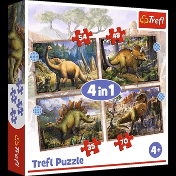 Image 1 of Trefl - Puzzle 4v1 Interesting dinosaurs - 1 - 39 piese