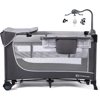 KinderKraft LEODY FULL 2022 сгъваемa кошара с аксесоари сива (KCLEOD00GRY00AC)