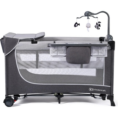 KinderKraft LEODY FULL 2022 сгъваемa кошара с аксесоари сива (KCLEOD00GRY00AC)