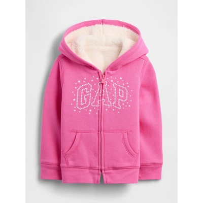 Gap Baby zateplená mikina Logo Sherpa Růžová – Zboží Dáma