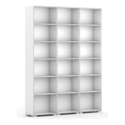 Knižnica Silver Line, biela, 3 stĺpce, 2230x1800x400 mm