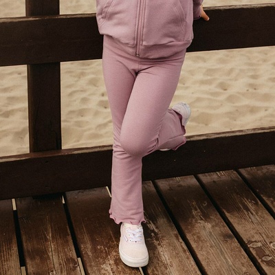 Simply Comfy bavlněné legíny zvonového střihu Fialové