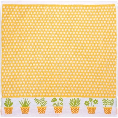 SCANquilt utěrka FROTÉ květináče žlutobílá 50 x 50 cm