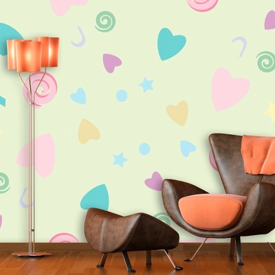 Tapeta SABLIO Srdíčka a spirály XL 336x220 cm