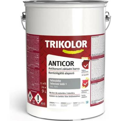 Tricolor anticor Antikorozní základní barva na kov 9 l Šedá